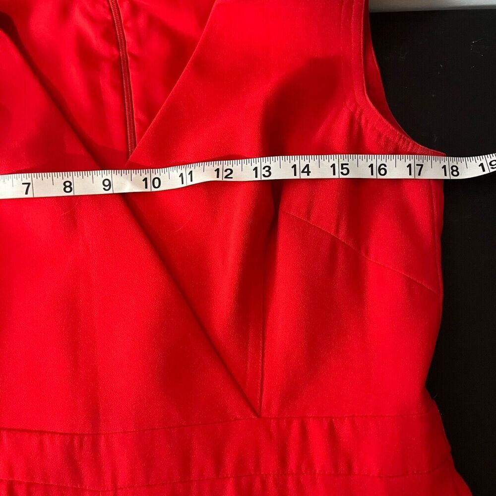 Karen‎ Millen Red Wide Leg Cropped Jumpsuit V Neck Size 10 *missing Belt​​ - Picture 7 of 9